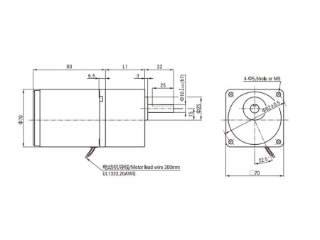 Motor de inducción  70mm 15W