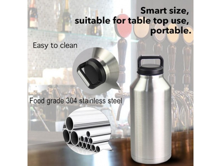 Growler de 3.8L de Doble Pared con Boca Ancha y Tapa Chug