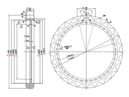 Rueda dentada para excavadora Komatsu PC1250