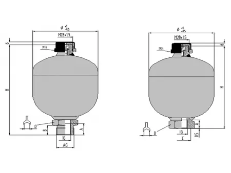 Acumulador de diafragma YDA (acumulador de membrana)