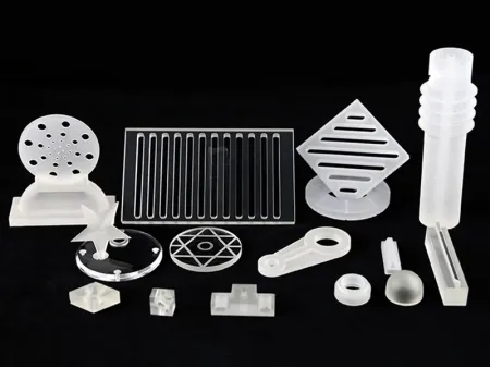Piezas de cuarzo y vidrio mecanizadas por CNC
