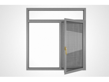 Ventana basculante y giratoria de aluminio con mosquitera, apertura hacia adentro, GD90B