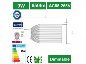 Foco LED GU10 COB 9W B8