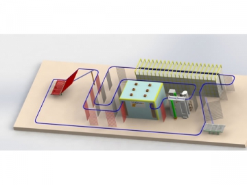Línea de pintura electrostática vertical para perfiles de aluminio