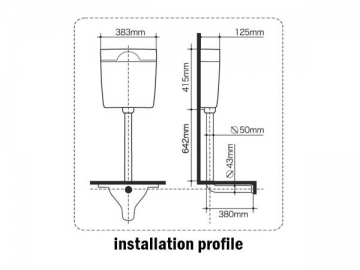 Cisterna montada en pared<br /><small> Accesorios para inodoro</small>