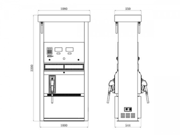 Dispensador y <strong>surtidor de combustible</strong> con 2 pistolas