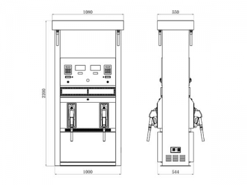 Dispensador y<strong> surtidor de combustible</strong> con 4 pistolas