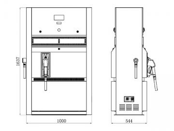 Dispensador y <strong>surtidor de combustible</strong> con 1 pistola <small>(estructura pequeña)</small>