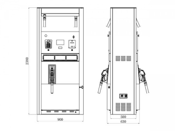 Dispensador y <strong>surtidor de combustible</strong> con 2 pistolas