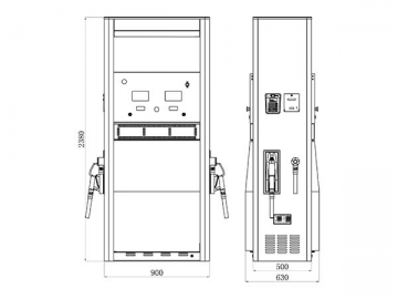 Dispensador y <strong>surtidor de combustible</strong> con 2 pistolas