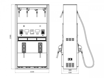 Dispensador y <strong>surtidor de combustible</strong> con 4 pistolas