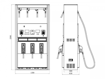 Dispensador y <strong>surtidor de combustible</strong> con 6 pistolas