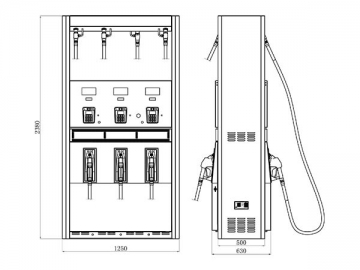 Dispensador y <strong>surtidor de combustible</strong> con 6 pistolas