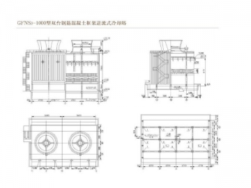 <strong>Torre de enfriamiento</strong> de contraflujo de PRF con carcasa de hormigón serie GFNS3