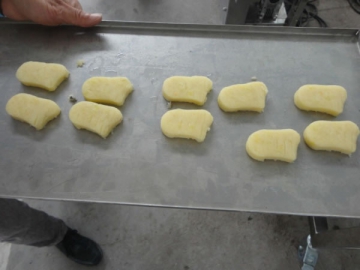 Producción de pepitas de pollo y hamburguesas