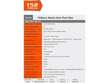 Juego de herramientas de uso doméstico de 152 unidades