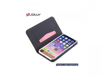 Funda folio de cuero sintético para iPhone X